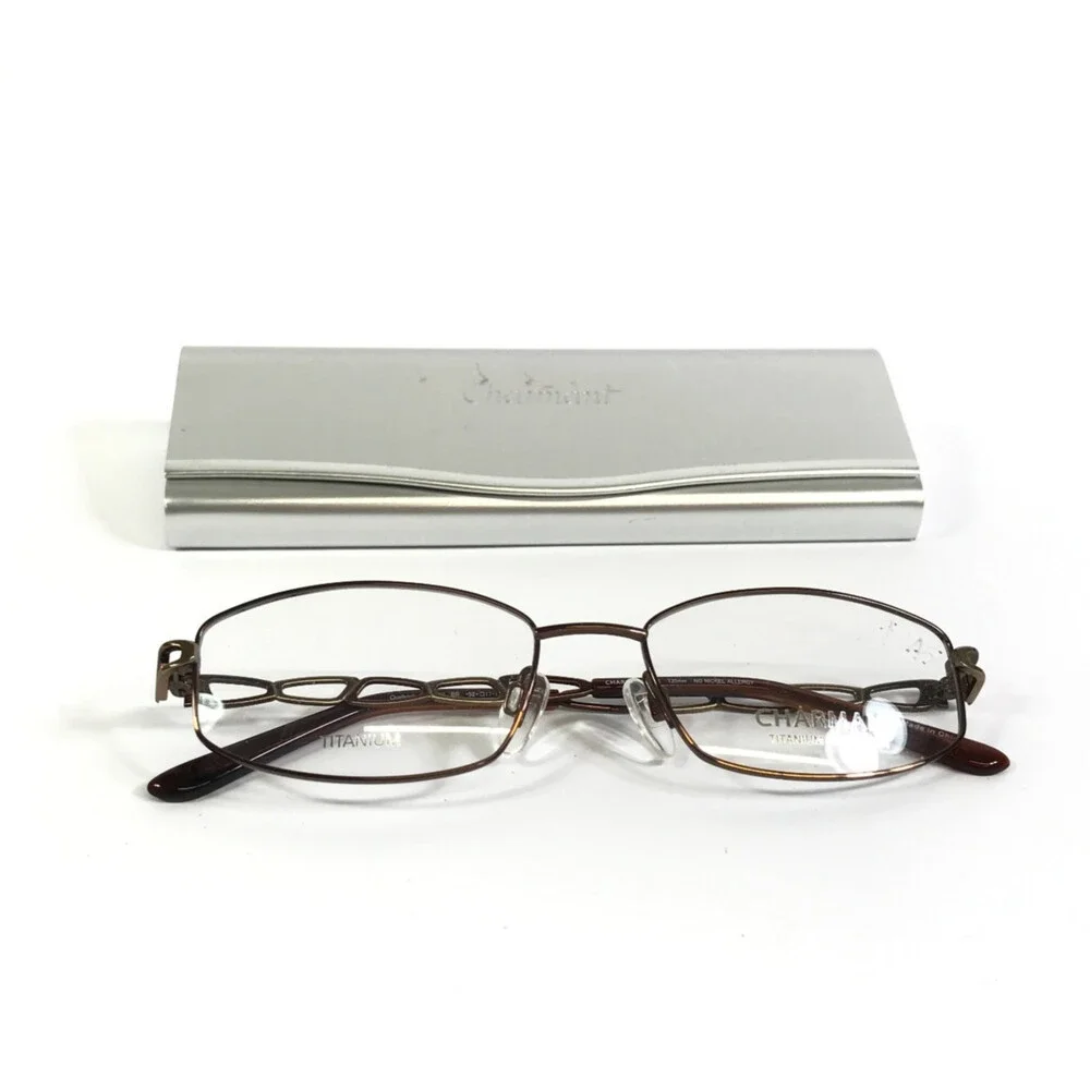 Charmant Eyeglasses Frames CH10860 BR Brown Wire Rim Titanium 52-17-135